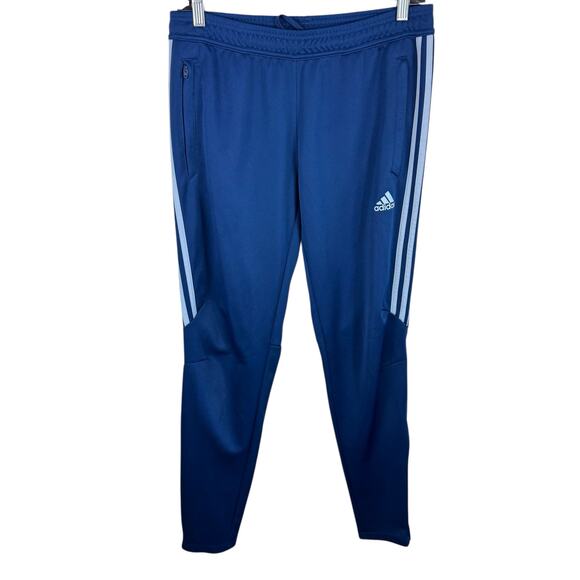 Adidas Tiro 17 Blue Three Stripe Climacool Drawstring Tapered Trainer Pants Sz M - Picture 1 of 8